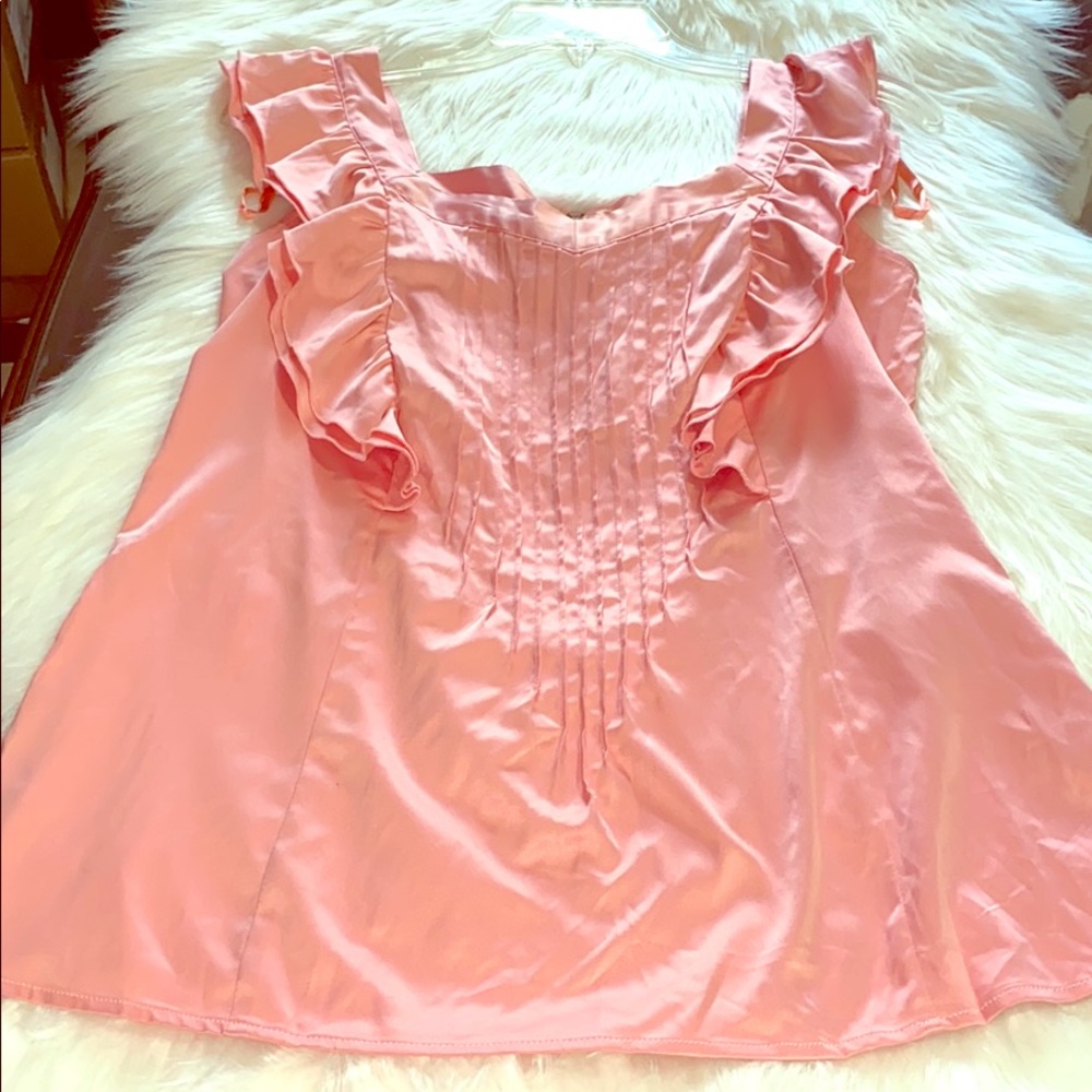 Salmon Pink Ruffle Top - Picture 2 of 5